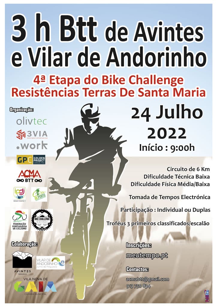 Cartaz de 3H BTT de Avintes e Vilar Andorinho