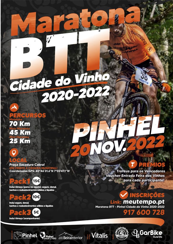 Cartaz de Maratona BTT - Pinhel Cidade do Vinho 2020-2022