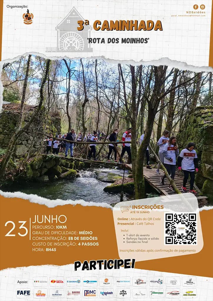 Cartaz de 3ª Caminhada 'Rota dos Moinhos