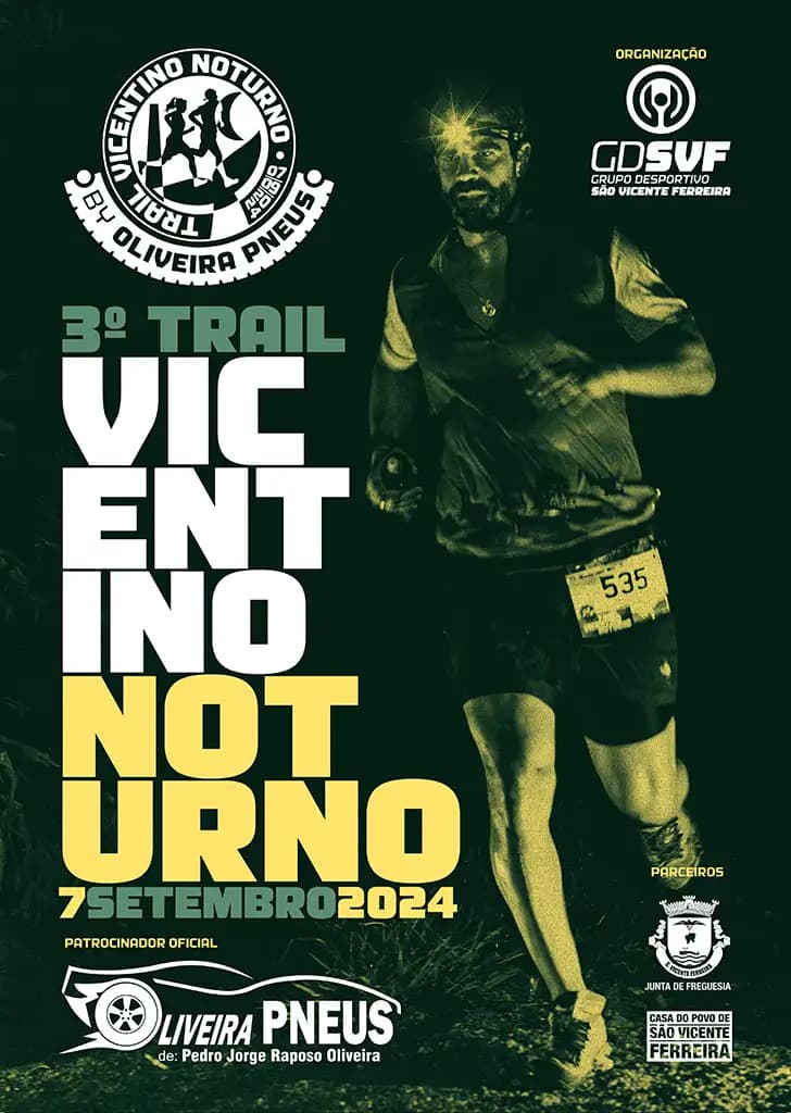 Cartaz de III Trail Vicentino Noturno by Oliveira Pneus