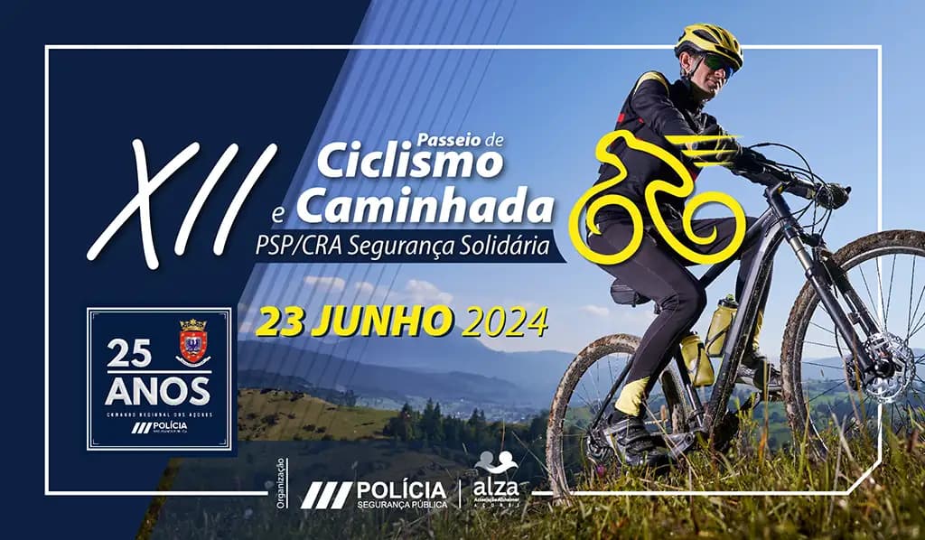 Cartaz de 12.º Passeio de Ciclismo e Caminhada – PSP/CRA Segurança Solidária