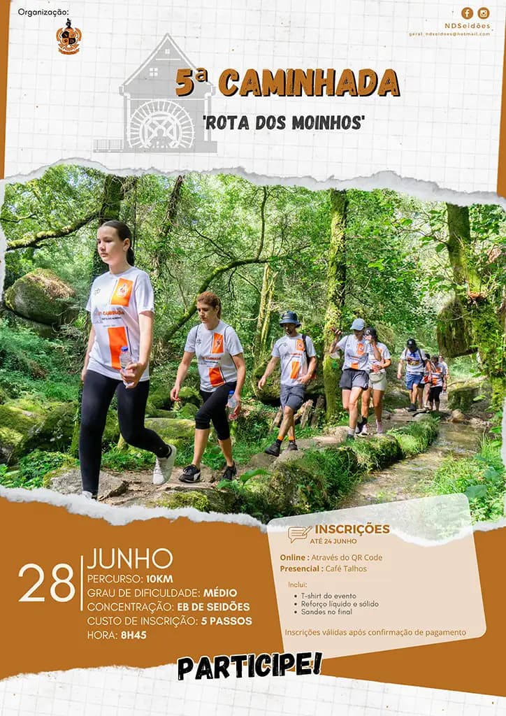 Cartaz de 5ª Caminhada 'Rota dos Moinhos'